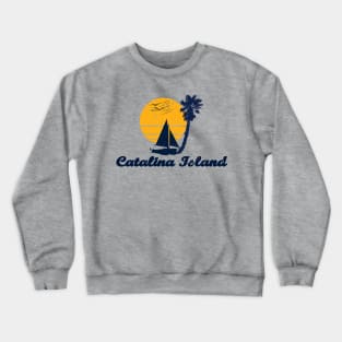 Catalina Island California. Sunset Palm Tree Sailor Bot Summer Design Crewneck Sweatshirt